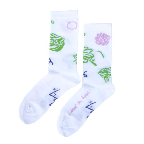 I Draw On Bikes Racing Daisy Socks - white